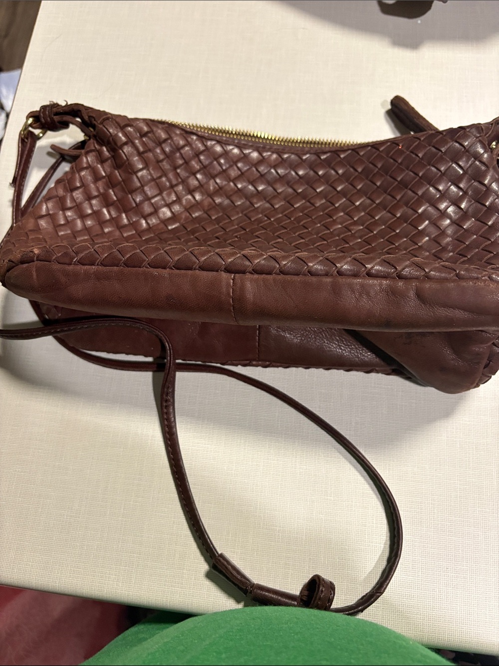 margot Woven Brown Leather Crossbody